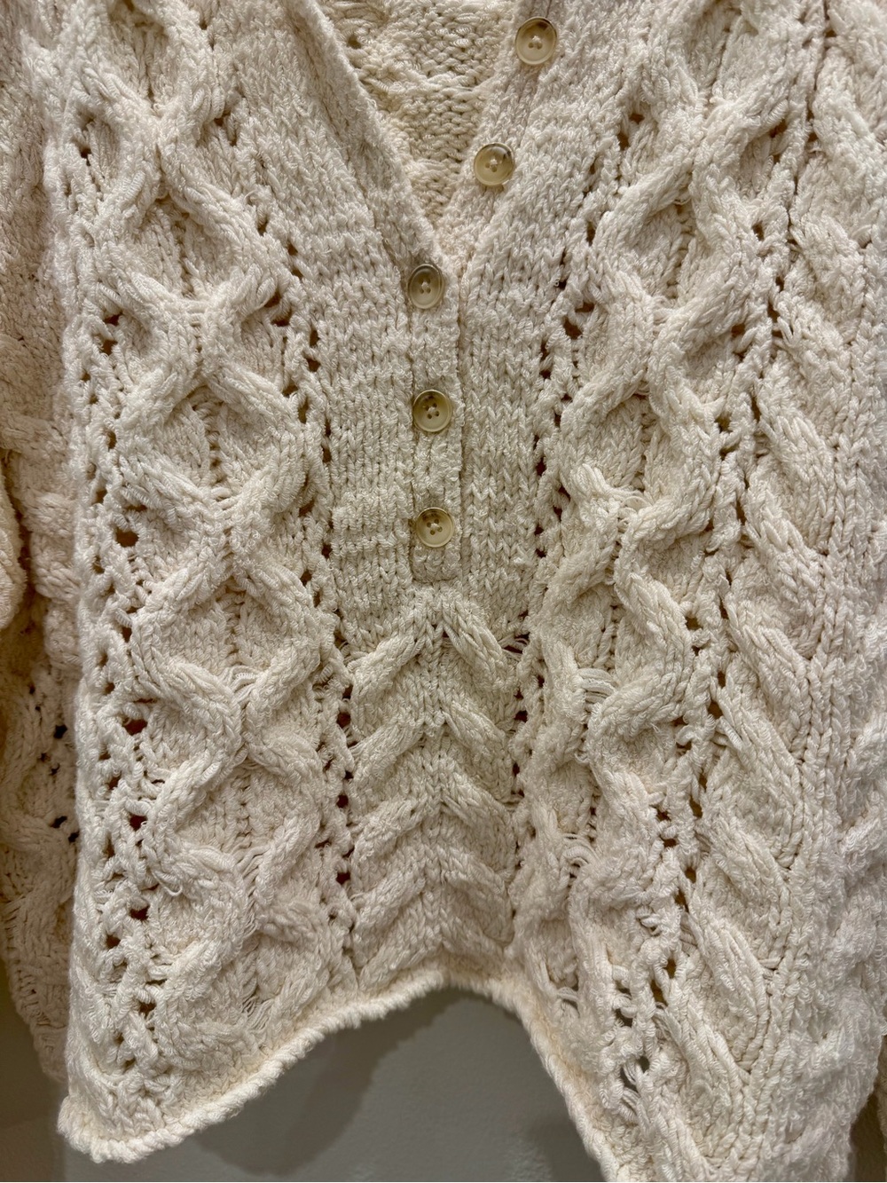 Free People Cream Cable Knit Henley Sweater - Picture 3 of 4